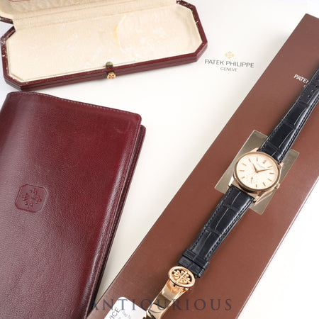 Patek Philippe Calatrava 3796 Manual winding Cal.215 RG Leather Ivory dial Genuine buckle Box Archive booklet *Overhauled by Patek Philippe on March 1, 2022