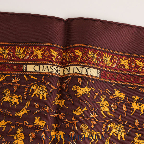エルメス スカーフ カレ45 CHASSE EN INDE インドの狩猟 SILK100%