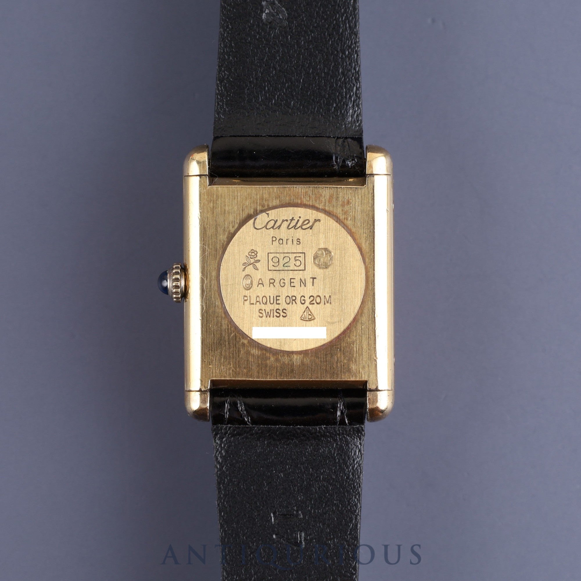 Cartier Must Tank LM Manual winding Cal.78-1 SV925 Leather Genuine buckle (GP) Onyx dial Overhauled