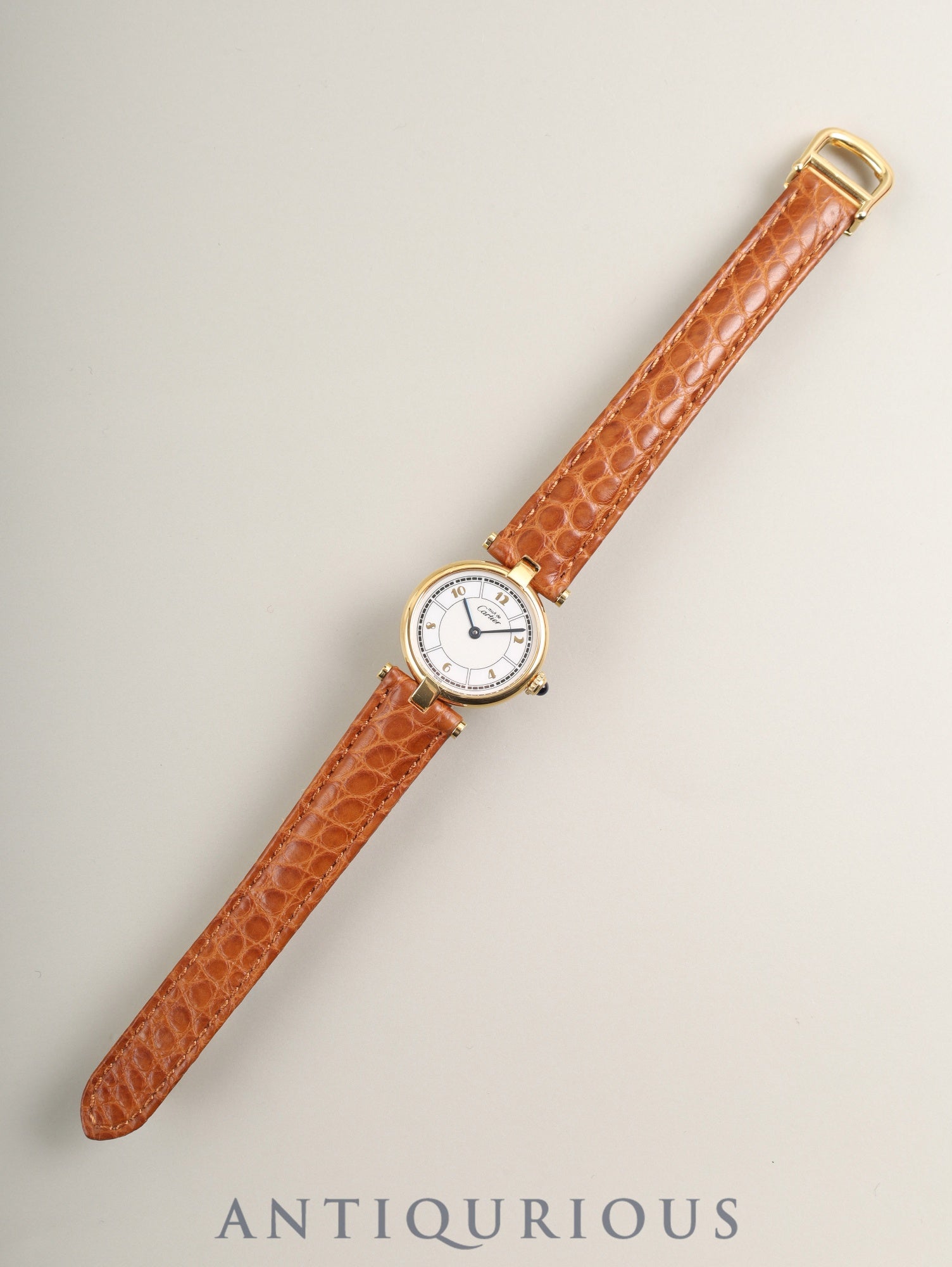 Cartier Must Vendôme VLC SM W1009854 / 1851 Quartz Caliber 90 SV925 Leather Strap with Genuine D-buckle (GP) Arabic Dial, Box, Warranty Card (1997) Overhauled