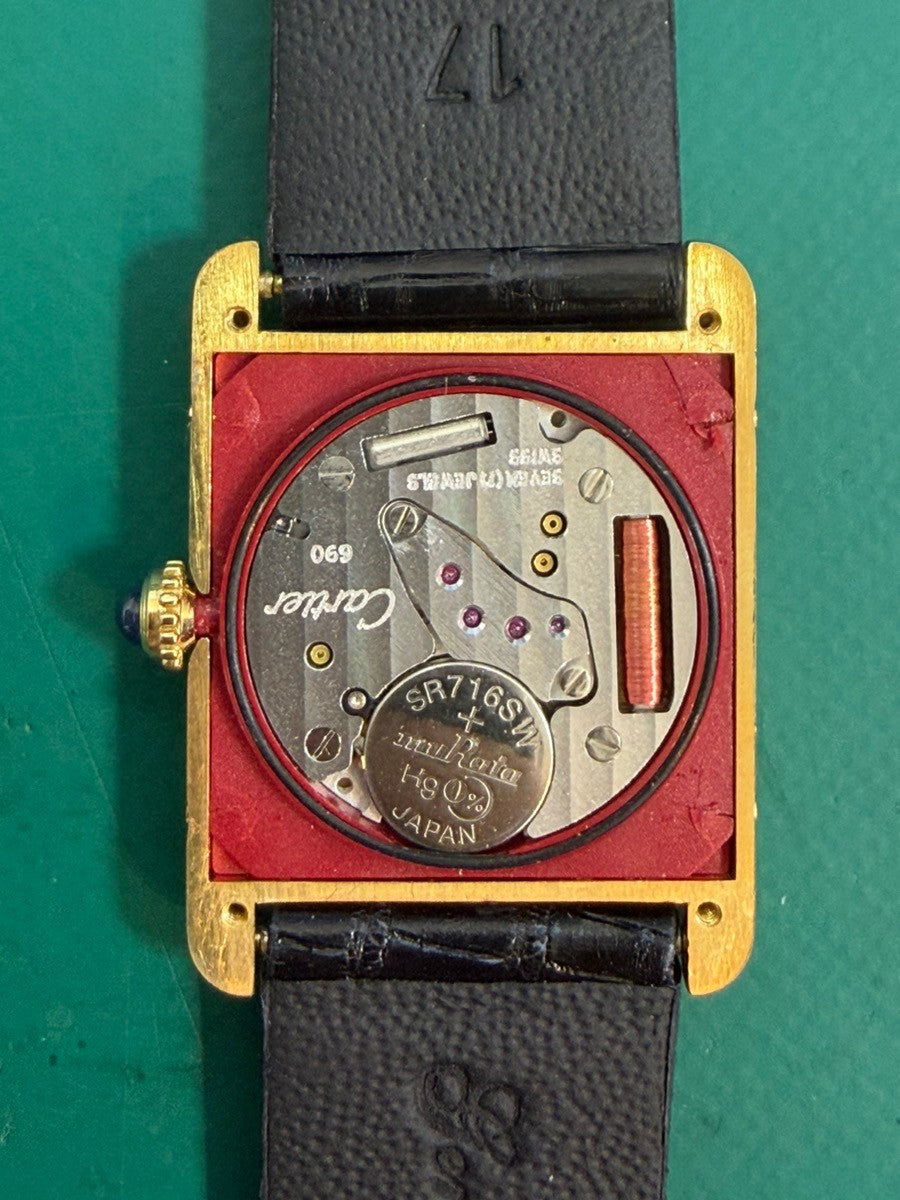 Cartier Must Tank LM 590005 Quartz Cal.690 SV925 Leather Genuine Pin Buckle (GP) Arabic Dial (SWISS marking) Overhauled Polished