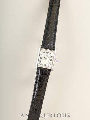 Cartier Must Tank MM W1016230 / 2416 Quartz Cal.057 SV925 Leather Genuine Deployant Buckle (SS) Light Green Roman Dial (SWISS MADE, 2000 Christmas Limited Edition) Overhauled