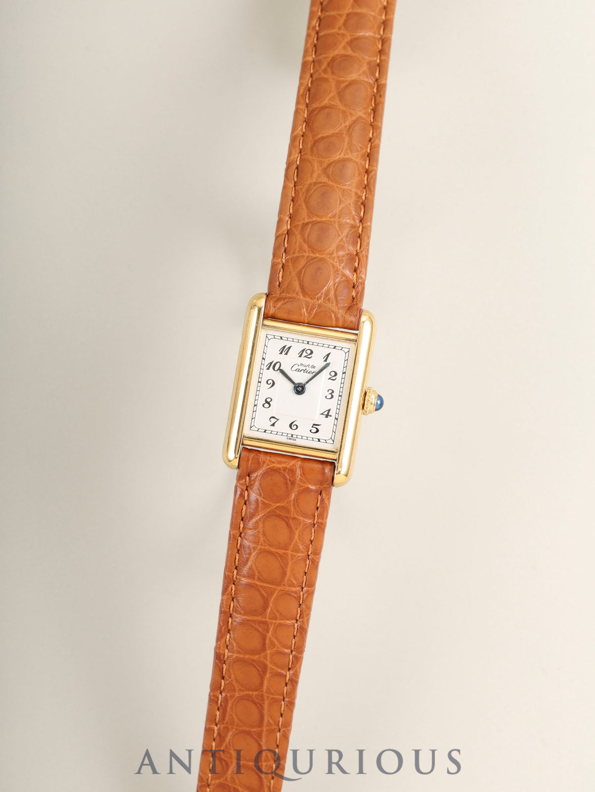 Cartier Must Tank SM 5057001 Quartz Cal.057 SV925 Leather Genuine Deployant Buckle (GP) Arabic Dial (SWISS marking) Box Overhauled