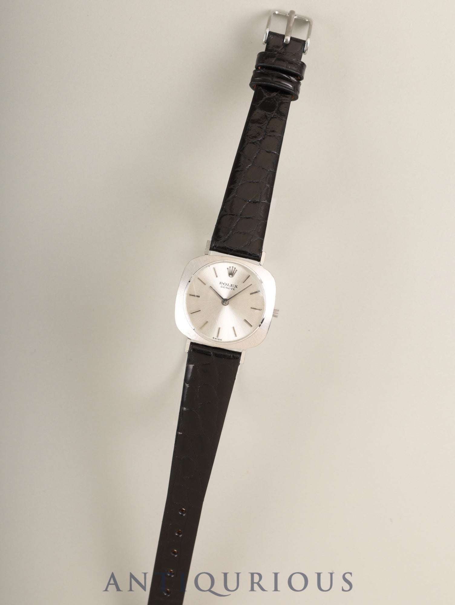 ロレックス チェリーニ 3652 手巻き Cal.1600 750WG 革 社外ピンバックル（SS）シルバー文字盤 15番台（1965年）オーバーホール済み