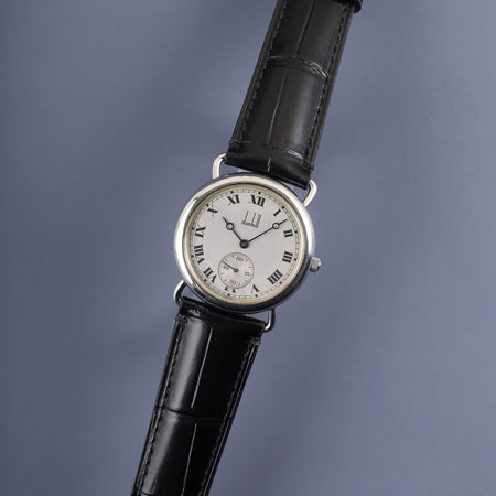 ダンヒル センテナリー スモールセコンド 手巻き SS 革 純正尾錠（SS）シルバーローマン文字盤 オーバーホール済み