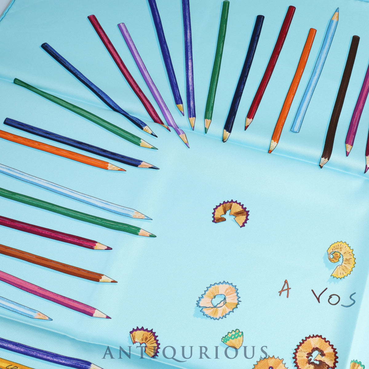 エルメス スカーフ カレ90 A VOS CRAYONS さあ色鉛筆を出して SILK100％