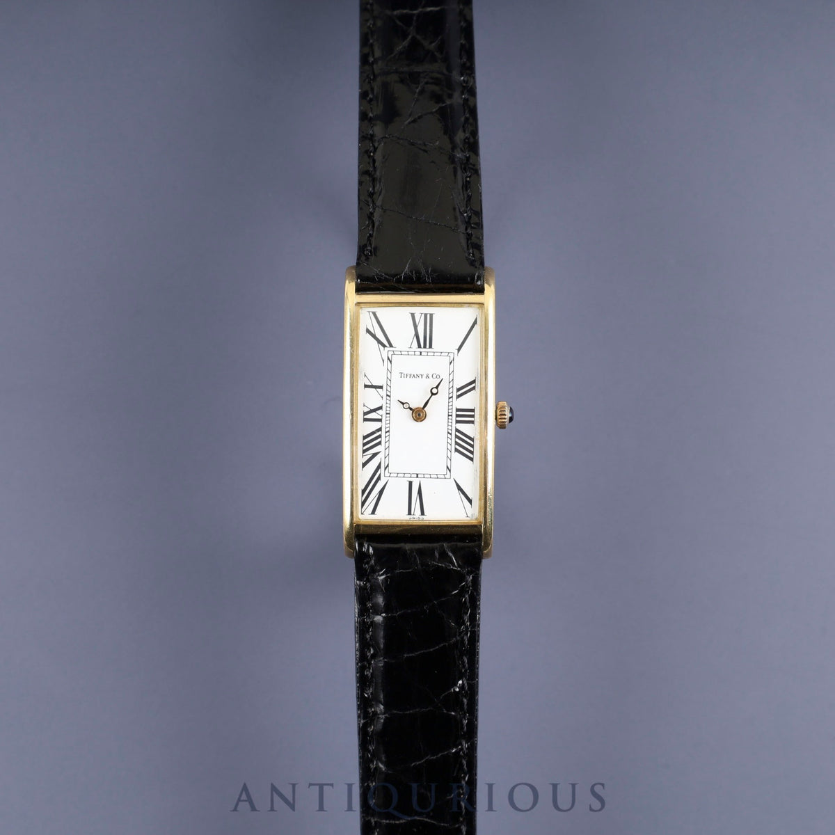 Tiffany Classic Curved Tank Quartz Cal. 7978.002 18K Leather Strap with Genuine GP Buckle, White Dial, Overhauled