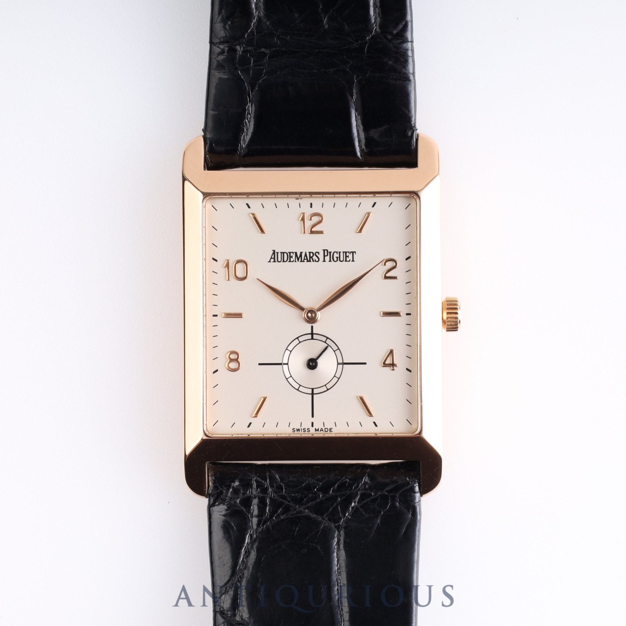 AUDEMARS・PIGUET オーデマ・ピゲ RECTANGULAR レクタンギュラー OR4918/002 手巻き Cal.2085 PG 革 シルバー文字盤 保証書（1995年）