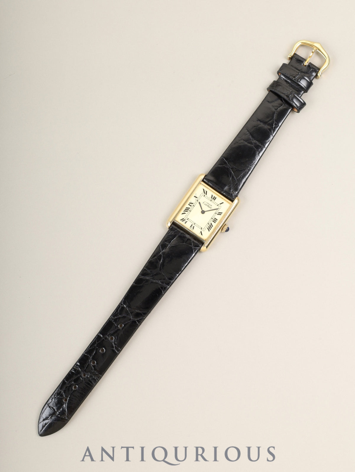 カルティエ マストタンク LM 6 手巻き Cal.78-1 SV925 革 純正ピンバックル（GP）アイボリーローマン文字盤（SWISS表記） オーバーホール済み