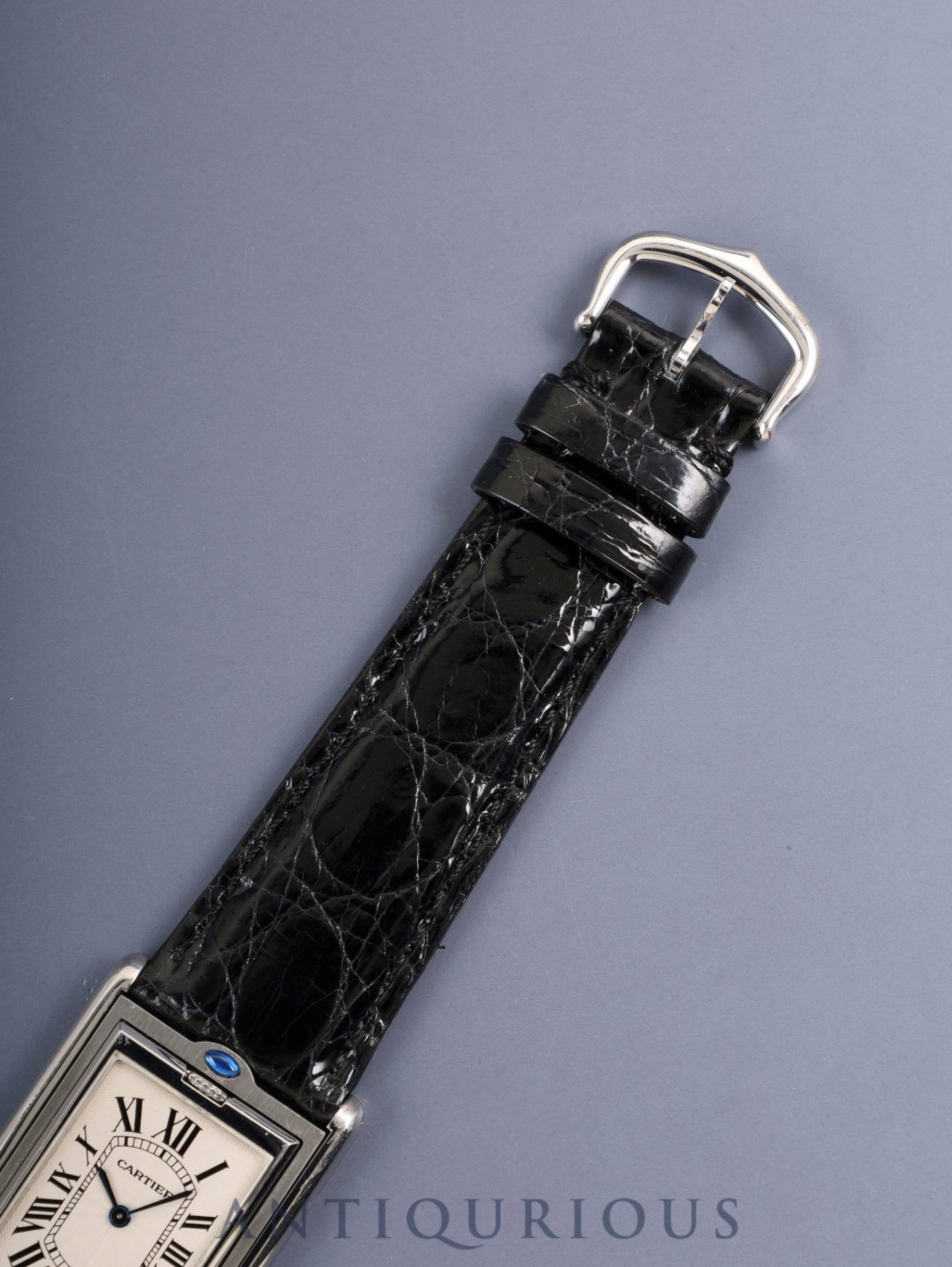 カルティエ タンク バスキュラント LM W1011358 / 2390 手巻き Cal.060 SS 革 純正ピンバックル（SS）ホワイトギョーシェローマン文字盤（SWISS表記） 箱 冊子 保証書（1999年）オーバーホール済み