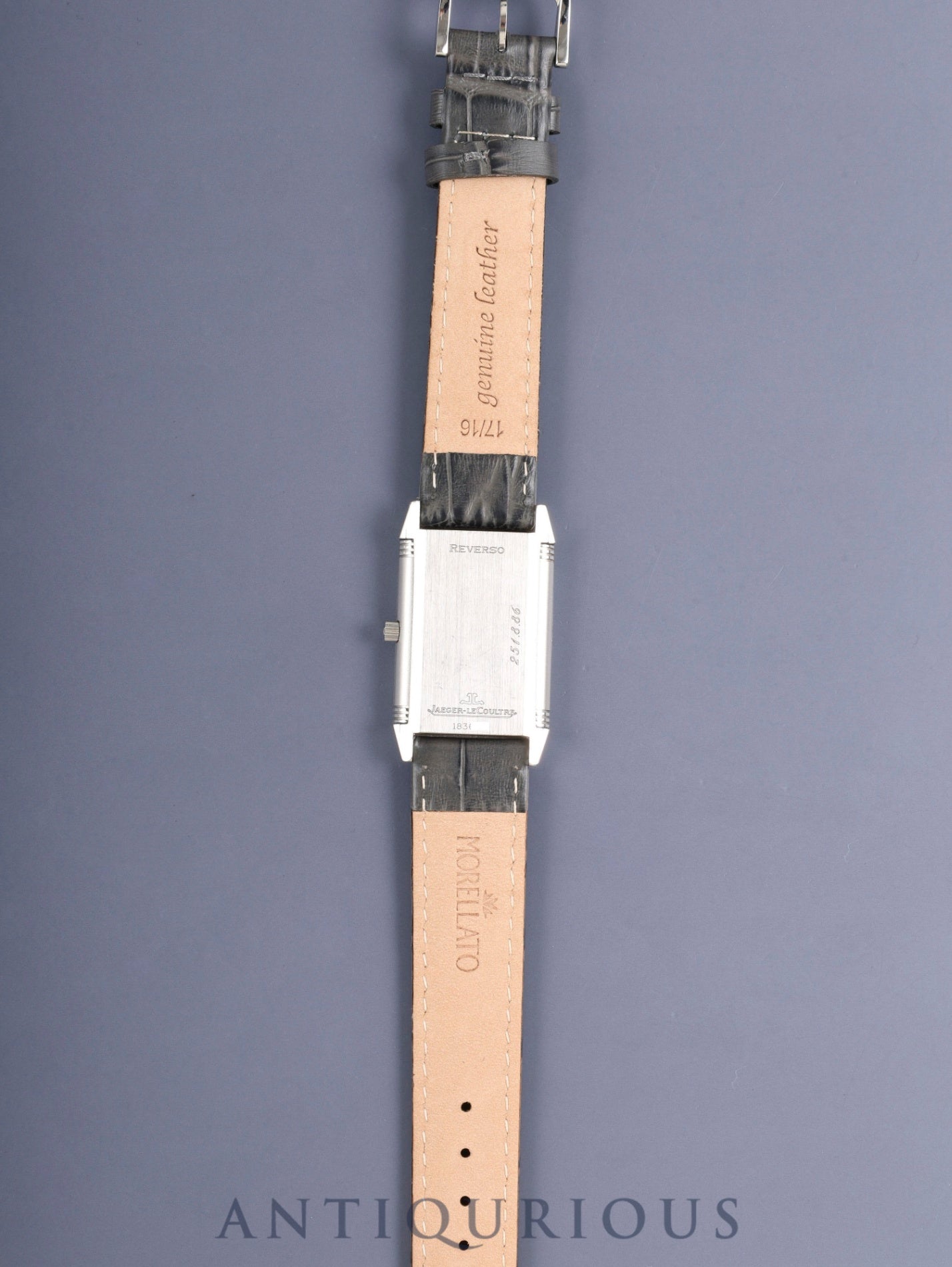 Jaeger-LeCoultre Reverso Classic Shadow 251.8.86 Manual winding Cal.846-1 SS (engraved back) Leather strap Original pin buckle (SS) Grey dial Overhauled