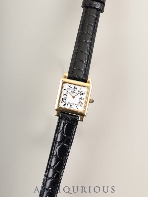 ショパール クラシック スクエア 12/7366  クォーツ Cal.976.001 750YG 革 純正尾錠（GP） ホワイトローマン文字盤 箱 冊子 保証書（2001年）純正ベルト オーバーホール済み