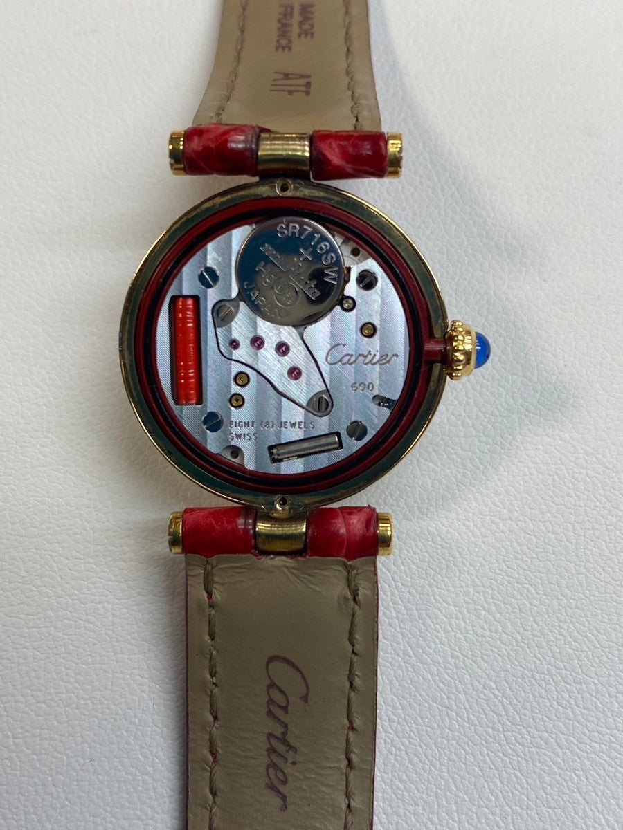 Cartier Must Vendome VLC SM 590004 Quartz Cal.690 SV925 Genuine leather strap Genuine buckle (GP) Opalan dial Overhauled