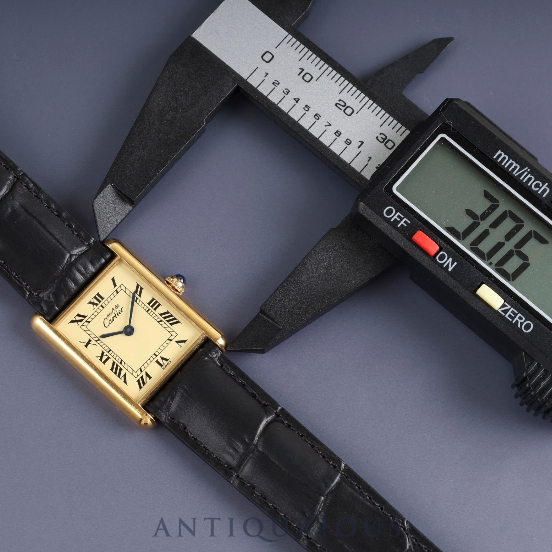 Cartier Must Tank LM 1615 / W1002754 Quartz Cal.90 SV925 Leather Genuine D-buckle (GP) Ivory Roman dial Box Booklet Warranty (1997)