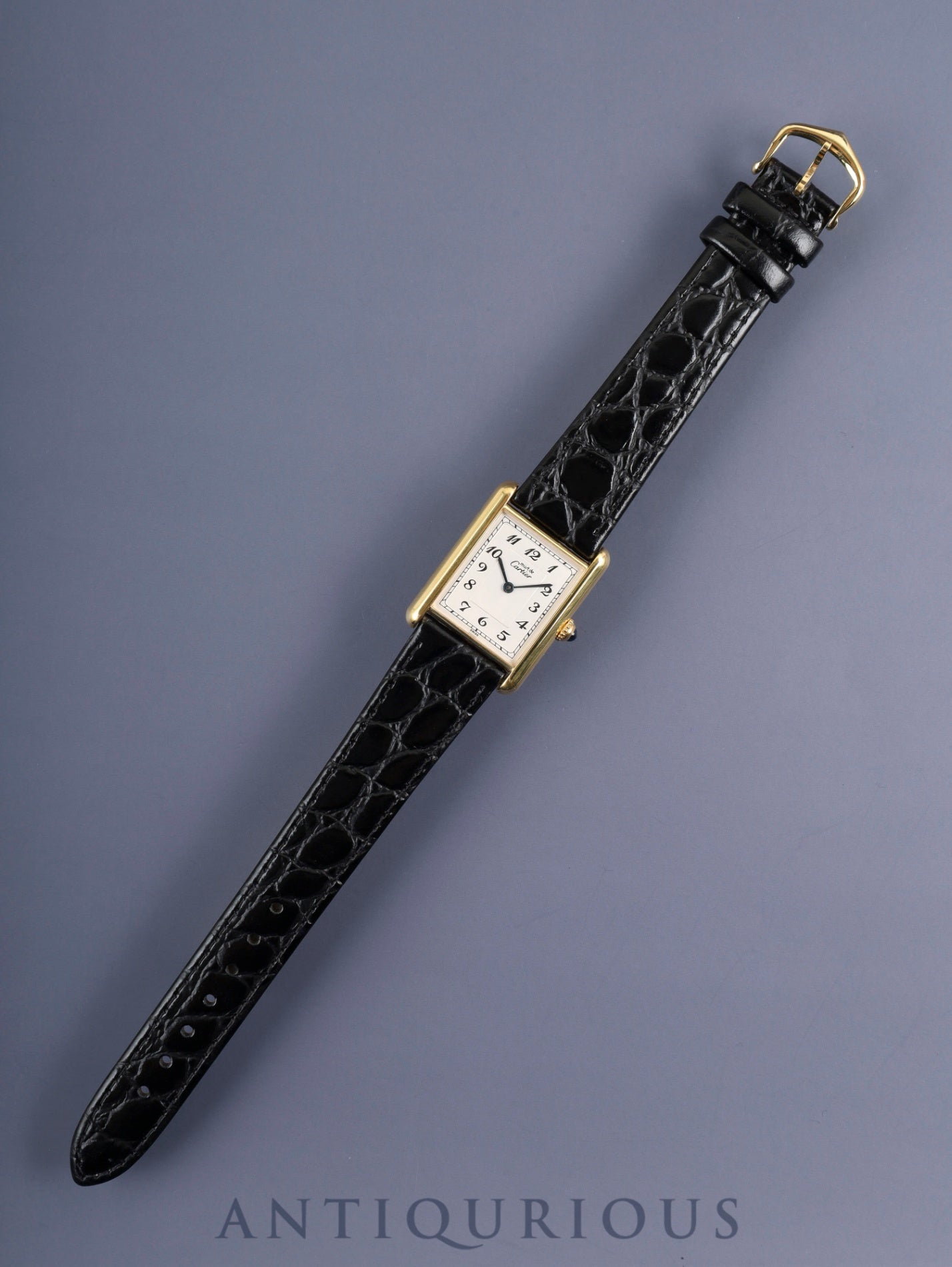 カルティエ マストタンク LM 590005 クォーツ Cal.90 SV925 革 純正尾錠（GP） アラビア文字盤 オーバーホール済み 新品仕上げ済み