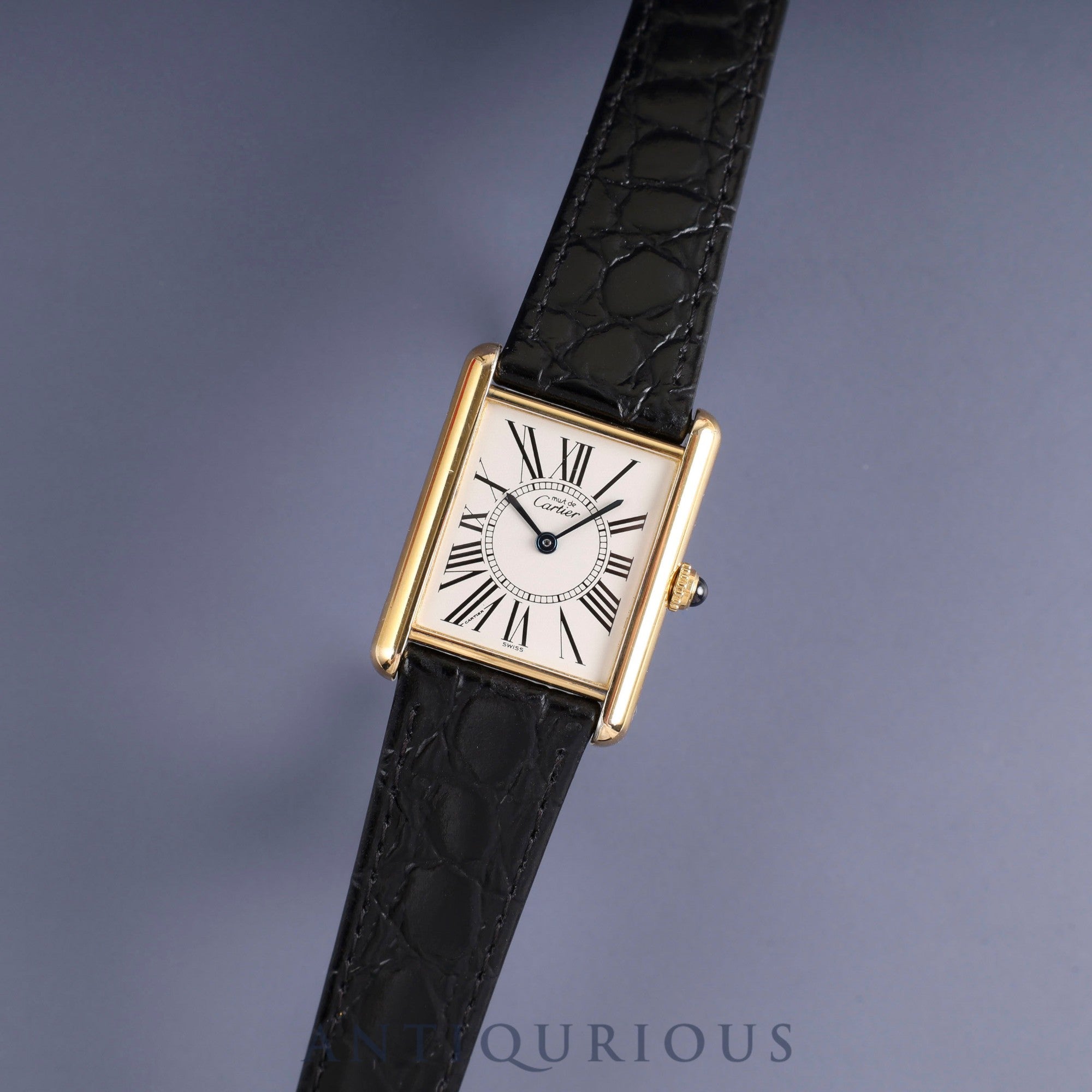Cartier Must Tank LM 590005 Quartz Cal.90 SV925 Leather Genuine Buckle (GP) Opalan Dial Overhauled