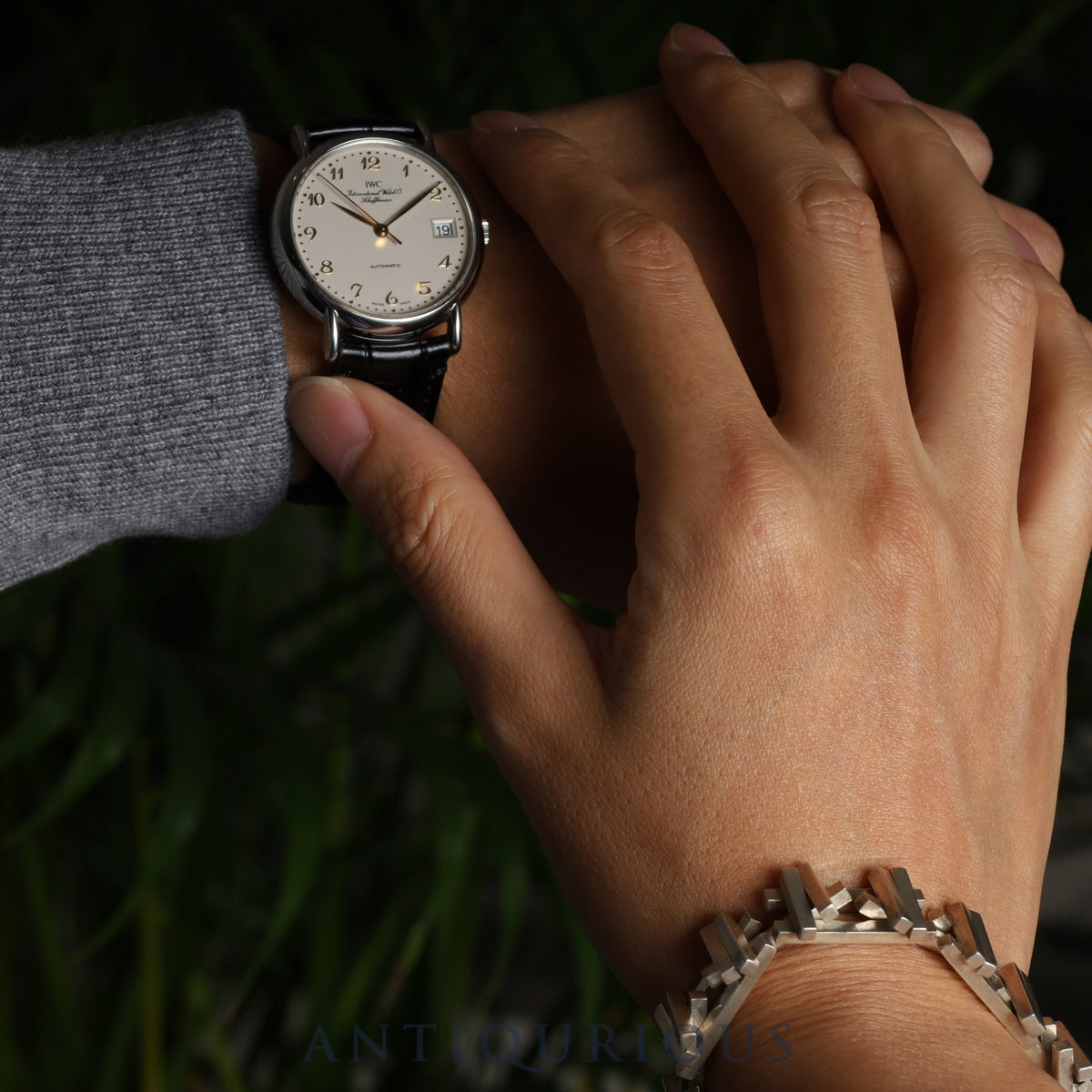 IWC ポートフィノ IW351323 自動巻き Cal.- SS 革 純正尾錠（SS）シルバーアラビア文字盤 オーバーホール済み