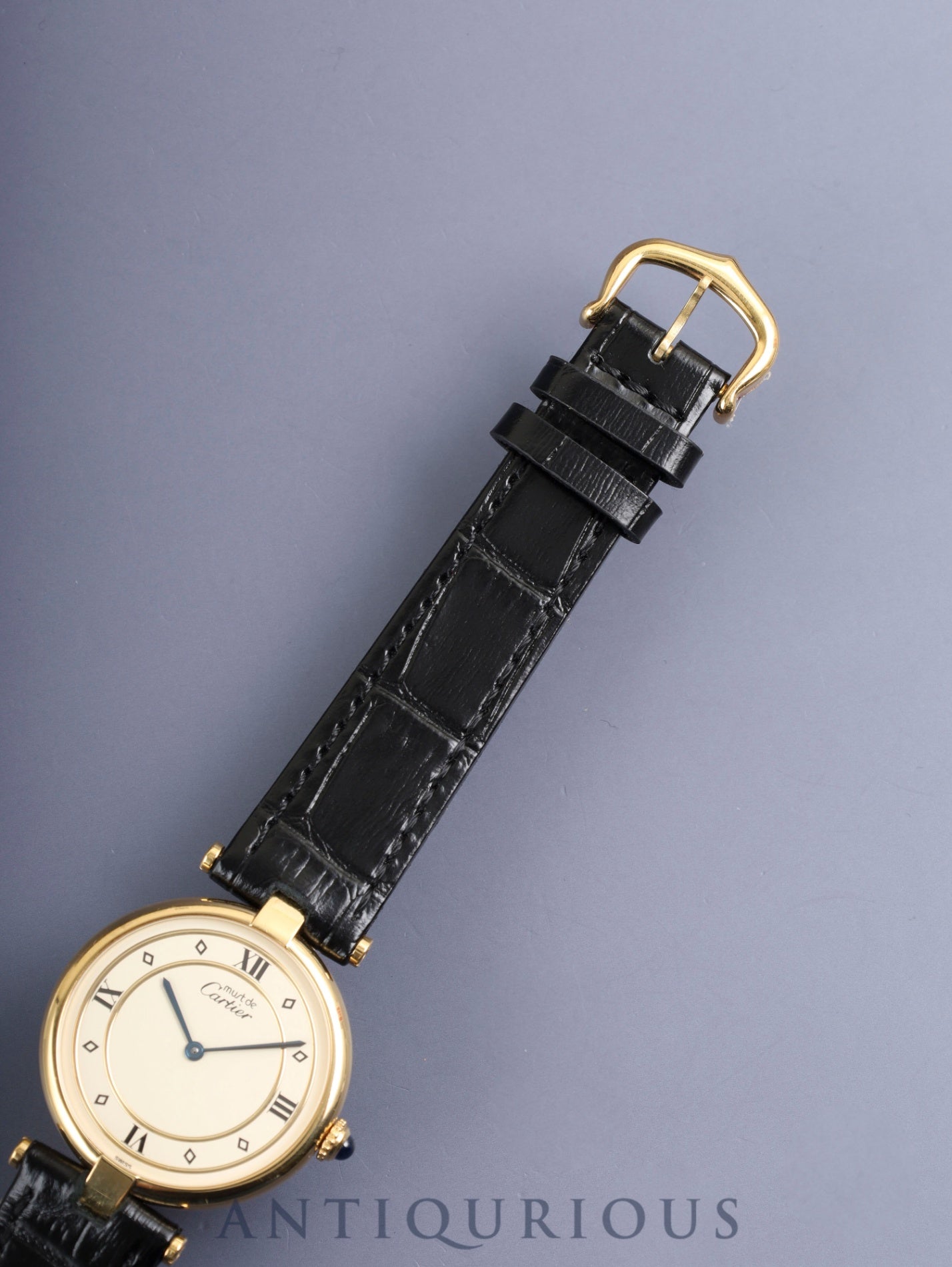 カルティエ マスト ヴァンドーム VLC LM W1001953 / 590003 クォーツ Cal.90 SV925 革 純正尾錠（GP） アイボリー4点ローマン文字盤 オーバーホール済み