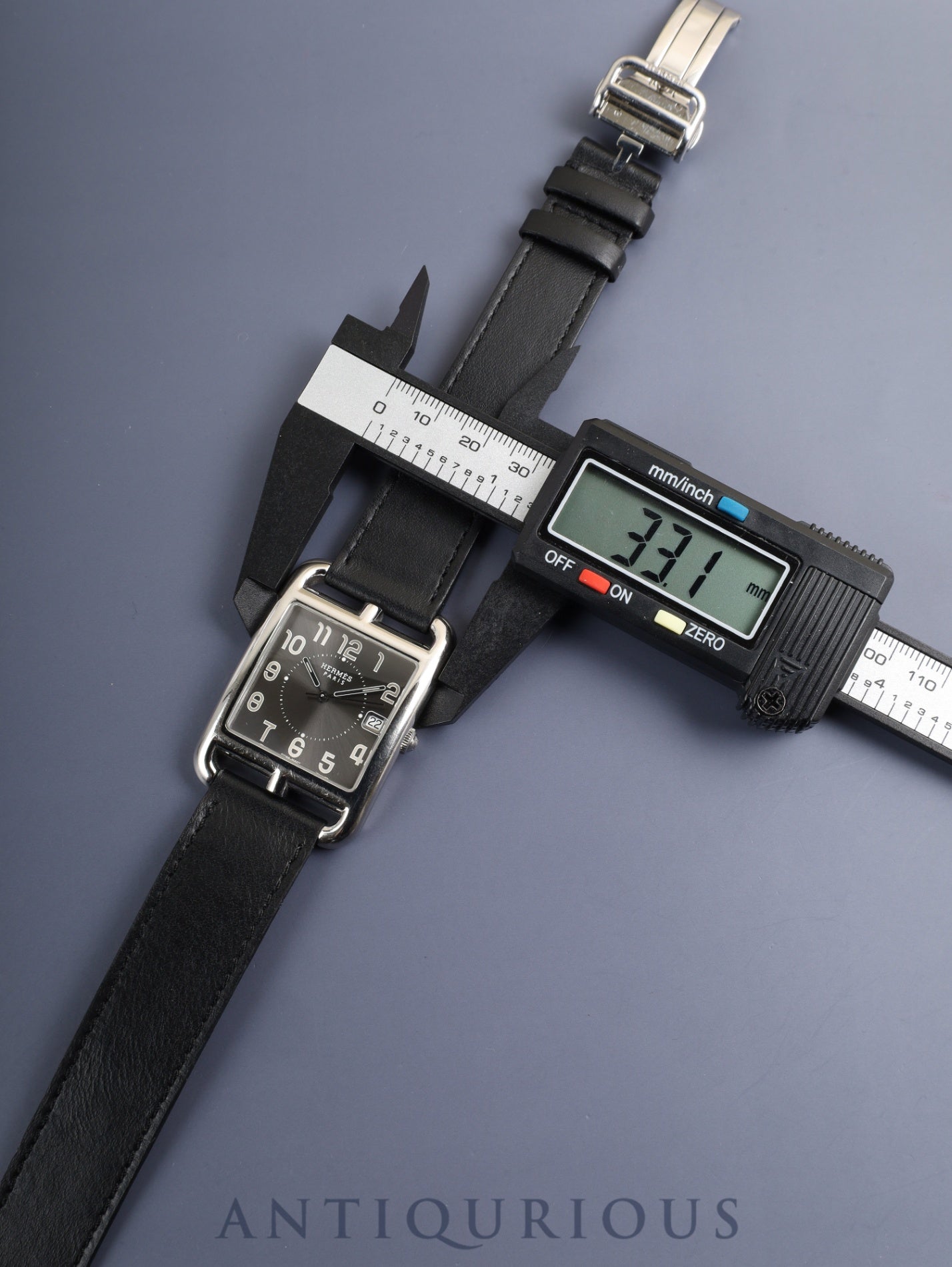 エルメス ケープコッド CC1.810 クォーツ SS 革 純正バックル（SS）グレーアラビア文字盤 箱 冊子 保証書（2009年）オーバーホール済み