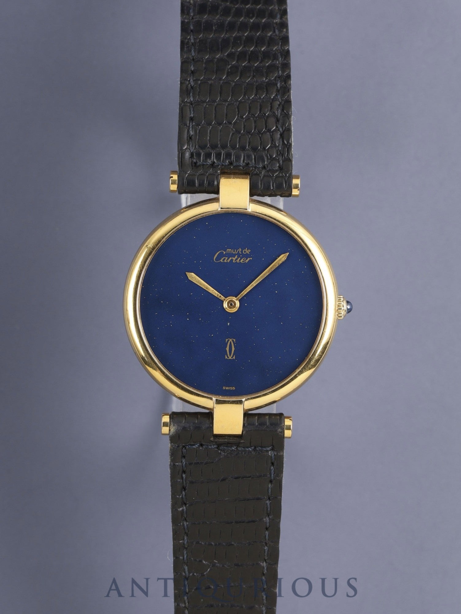 Cartier Must Vendome VLC LM 17 Quartz Cal.81 SV925 Leather Original Pin Buckle (GP) Lapis Lazuli Dial (SWISS) Overhauled