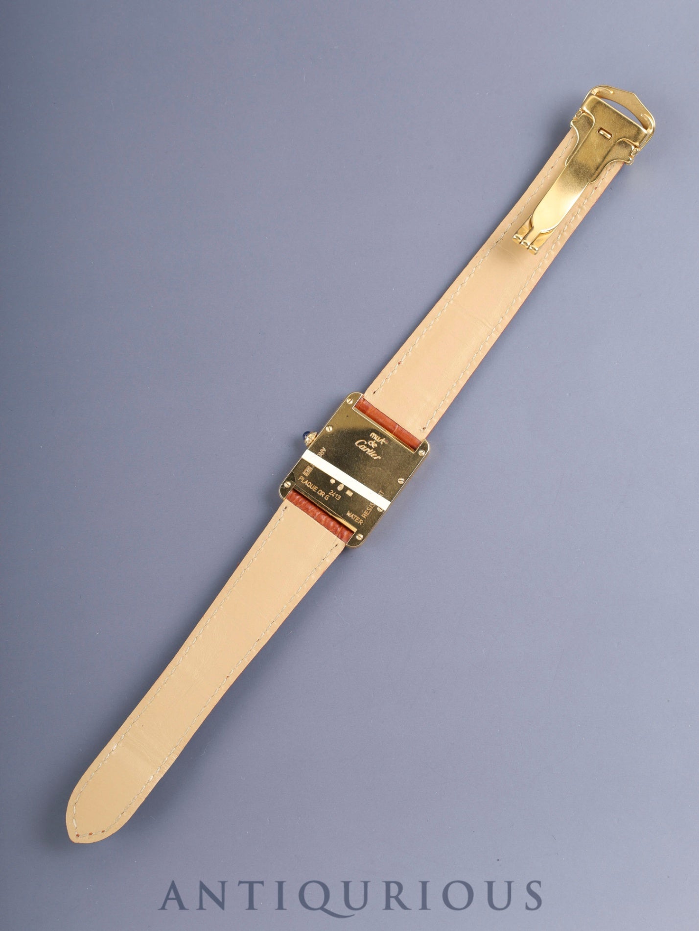 Cartier Must Tank GM (XL) W1017454 / 2413 Quartz Cal.687 SV925 Leather Genuine Deployant Buckle (GP) Ivory Roman Dial (SWISS MADE) Overhauled