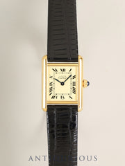 Cartier Must Tank SM 5057001 Quartz Cal.057 SV925 Leather, Original Pin Buckle (GP), Ivory Roman Numeral Dial (SWISS signed), Box, Booklet, Warranty (1994 / Serial number not recorded), Overhauled, Polished.