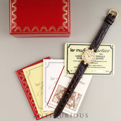 Cartier Must Vendôme VLC SM 18 Quartz Cal.81 SV925 Genuine Buckle (GP) Ivory Roman Dial Box Booklet Warranty Card Overhauled