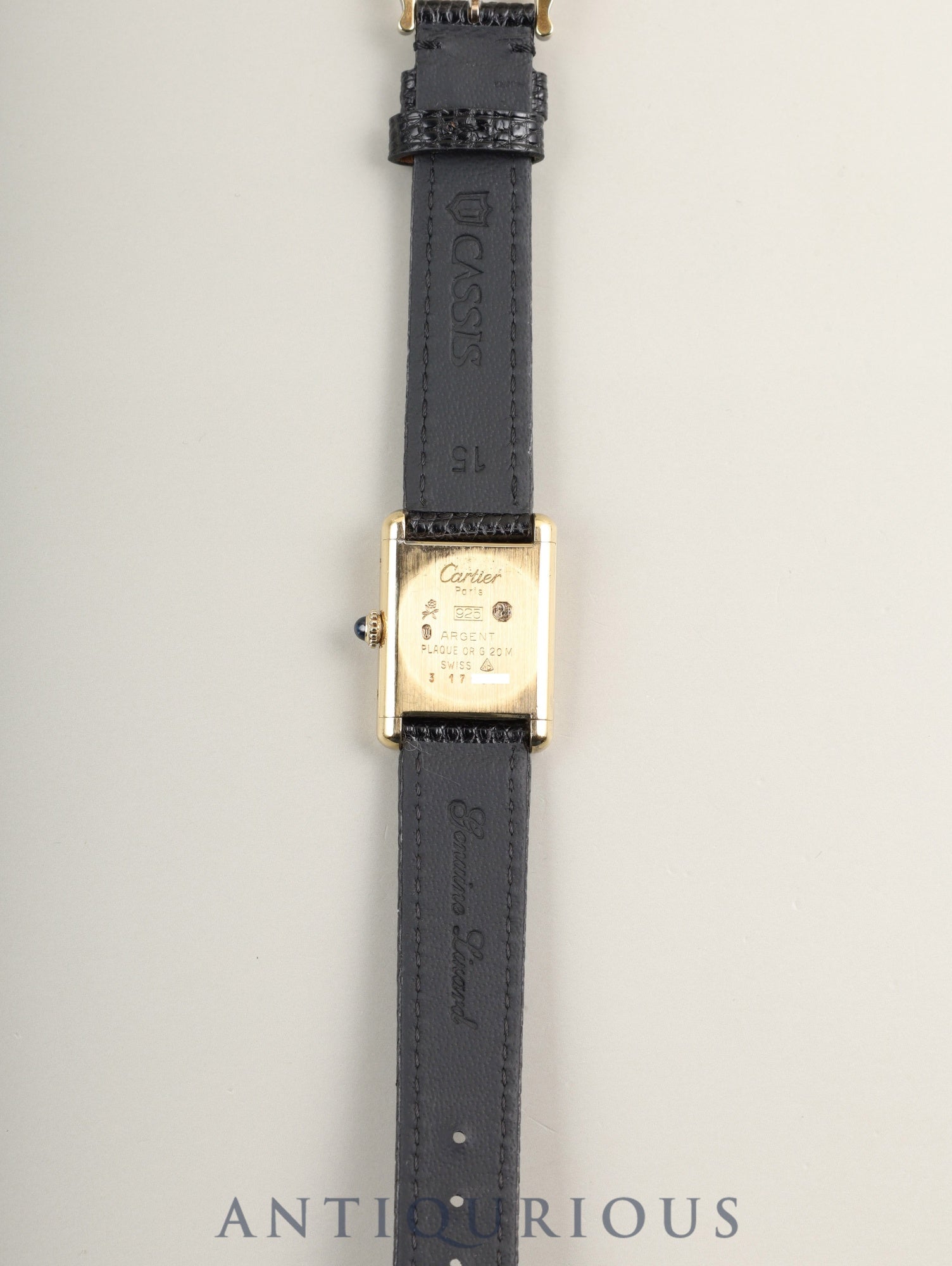 カルティエ マストタンク SM 手巻き Cal.78-1 SV925 革 純正ピンバックル（GP）ブラックローマン文字盤（SWISS表記 ）オーバーホール済み