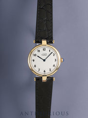 カルティエ マスト ヴァンドーム VLC LM 17 クォーツ SV925 革 純正ピンバックル（GP）アラビア文字盤 カルティエブティックにてコンプリートサービス済み