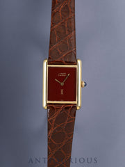 Cartier Must Tank LM Hand-wound Cal.78-1 SV925 Leather Genuine Pin Buckle (GP) Garnet Dial Bordeaux Dial (SWISS marking) Overhauled Polished