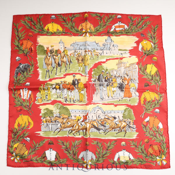 Hermes scarf CARRES45 CHANTILLY Racecourse SILK100%