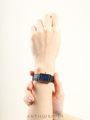 Cartier Must Tank SM Manual Winding Caliber 78-1 SV925 Leather Strap with Genuine GP Buckle, Lapis Lazuli Dial (SWISS Marking), Overhauled