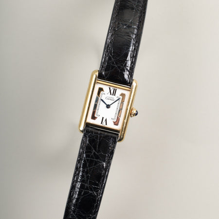 カルティエ マストタンク SM W1006354 / 5057001クォーツ Cal.057  SV925 純正革ベルト 純正尾錠（GP）サイドトリニティ文字盤（SWISS表記） オーバーホール済み