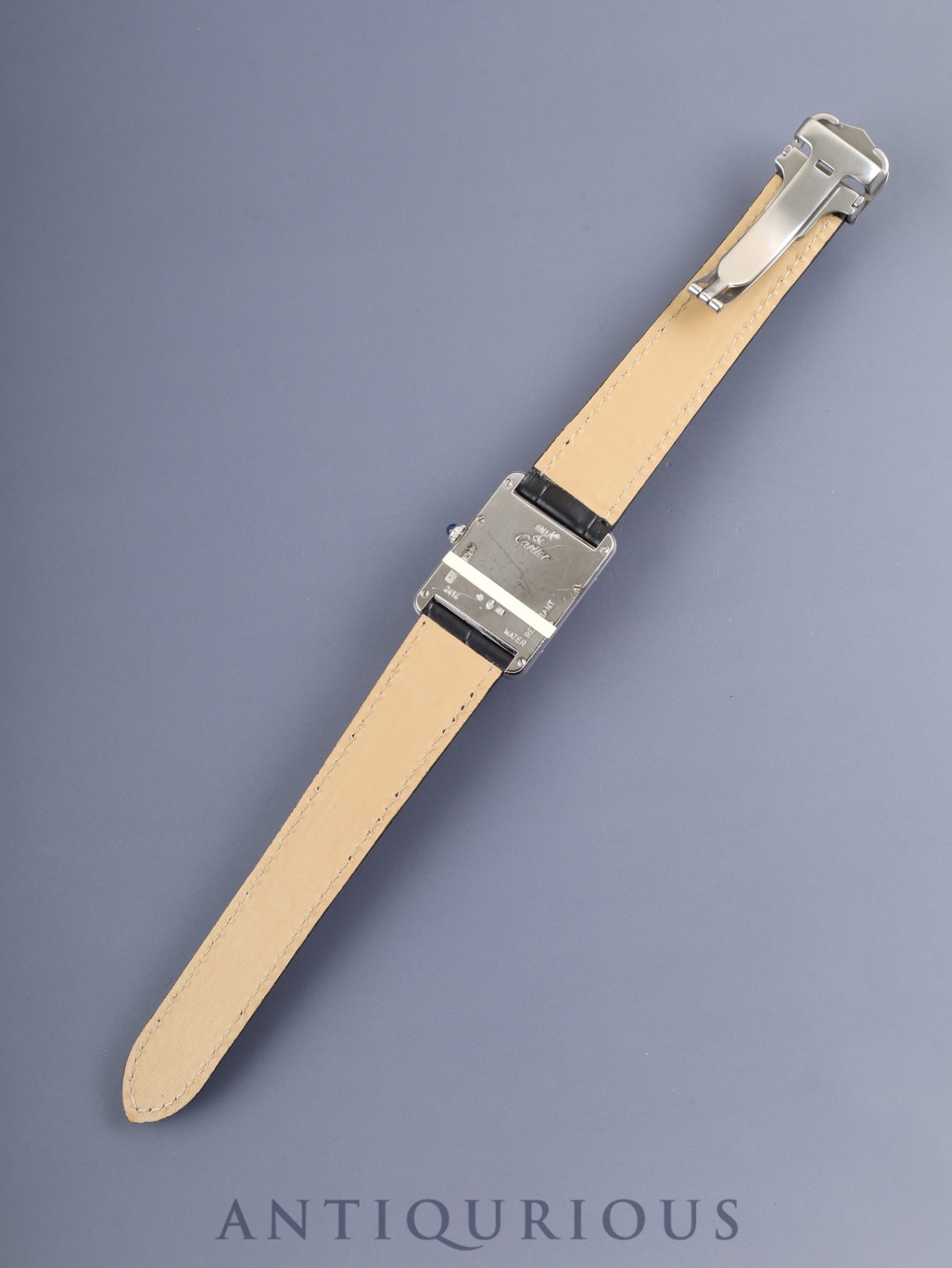 Cartier Must Tank GM (XL) W1014154 /2414 Quartz Cal.687 SV925 Leather Genuine D-buckle (SS) White Dial with Exploding Roman Numerals, CC Logo (SWISS MADE marking) Box Papers Overhauled