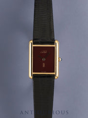 Cartier Must Tank LM 681006 Quartz SV925 Leather Original pin buckle (GP) Garnet dial Bordeaux dial (SWISS MADE) Polished Original leather strap included Complete service (full maintenance) done at a Cartier boutique