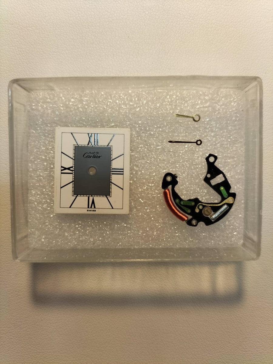 Cartier Must Tank LM 590005 Quartz Caliber 90 SV925 Leather Strap with Genuine D-buckle (GP) Gray Roman Dial with Center Drop, Overhauled and Finished to Look Like New