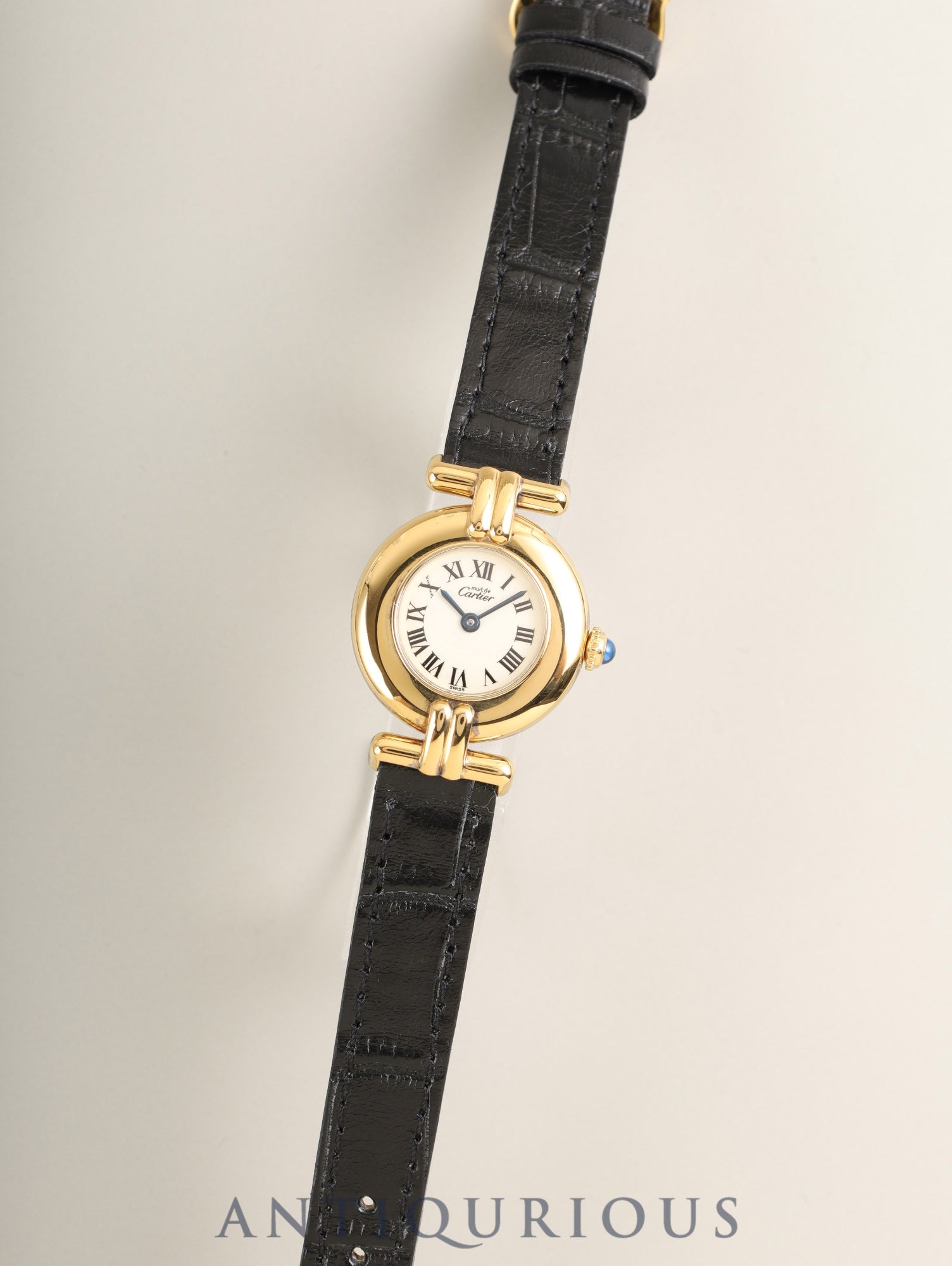 Cartier Must Colisée 590002 Quartz Cal.90 SV925 Leather Original Pin Buckle (GP) Ivory Roman Dial (SWISS marking) Overhauled