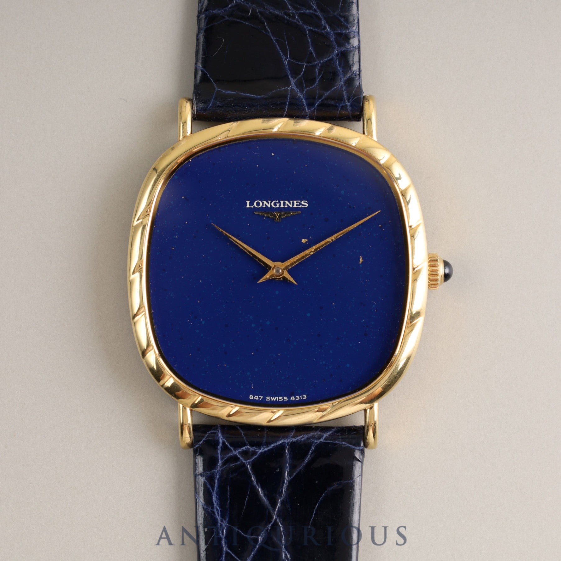 LONGINES CUSHION 847 4313 Manual winding Cal.L847.4 YG Genuine buckle Lapis lazuli dial