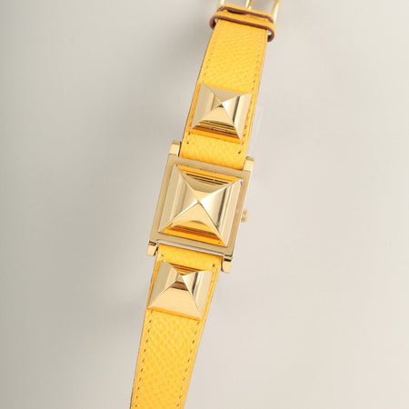 エルメス メドール 11.01 クォーツ Cal.ETA976.001 GP 純正革ベルト（◯Y刻印：1995年 / 使用感あり） 純正ピンバックル（GP）ホワイト文字盤 オーバーホール済み