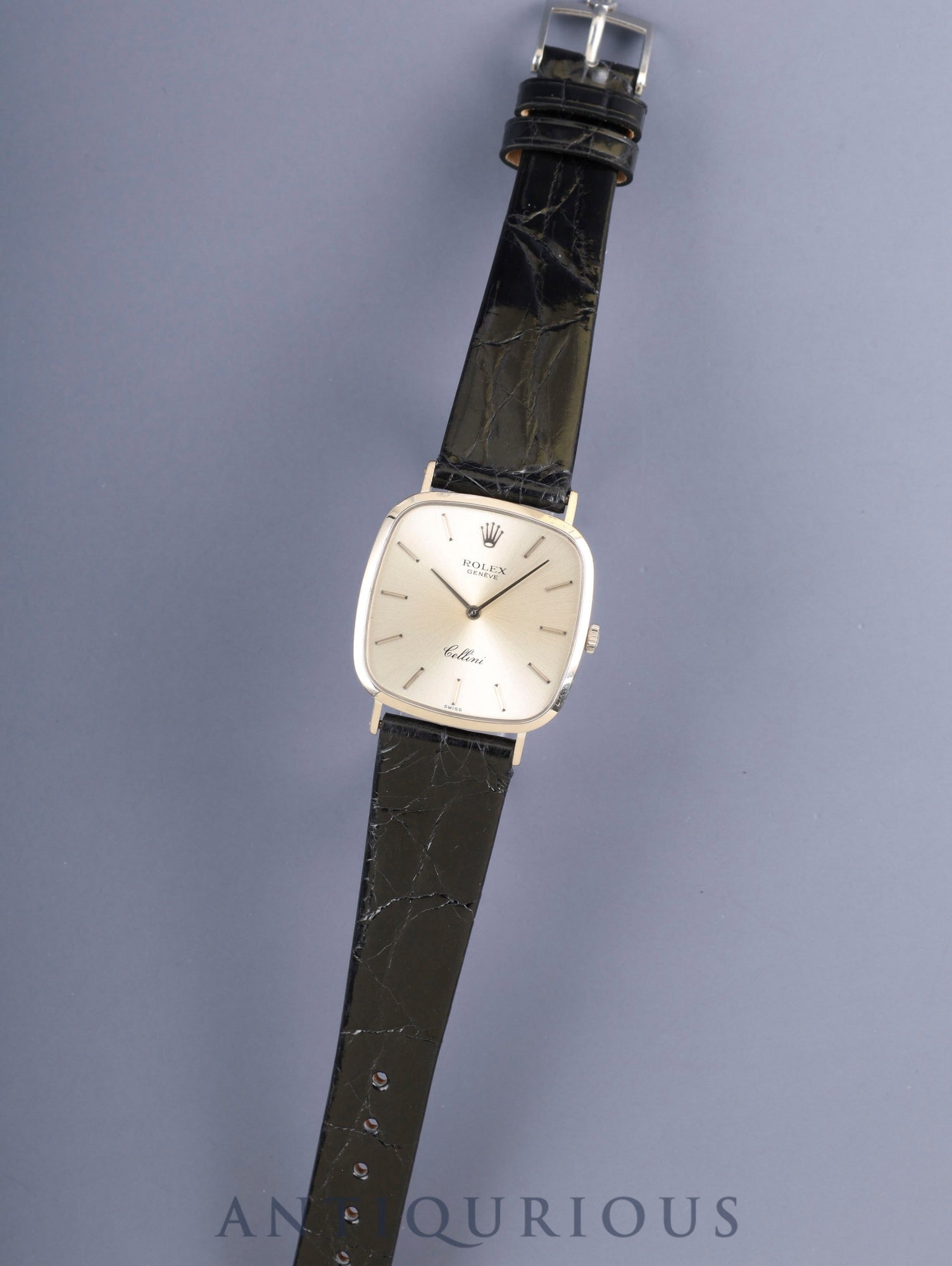 ロレックス チェリーニ 4114 手巻き Cal.1600 革 750WG 純正ピンバックル（SS）シルバー文字盤 42番台（1974年） オーバーホール済み