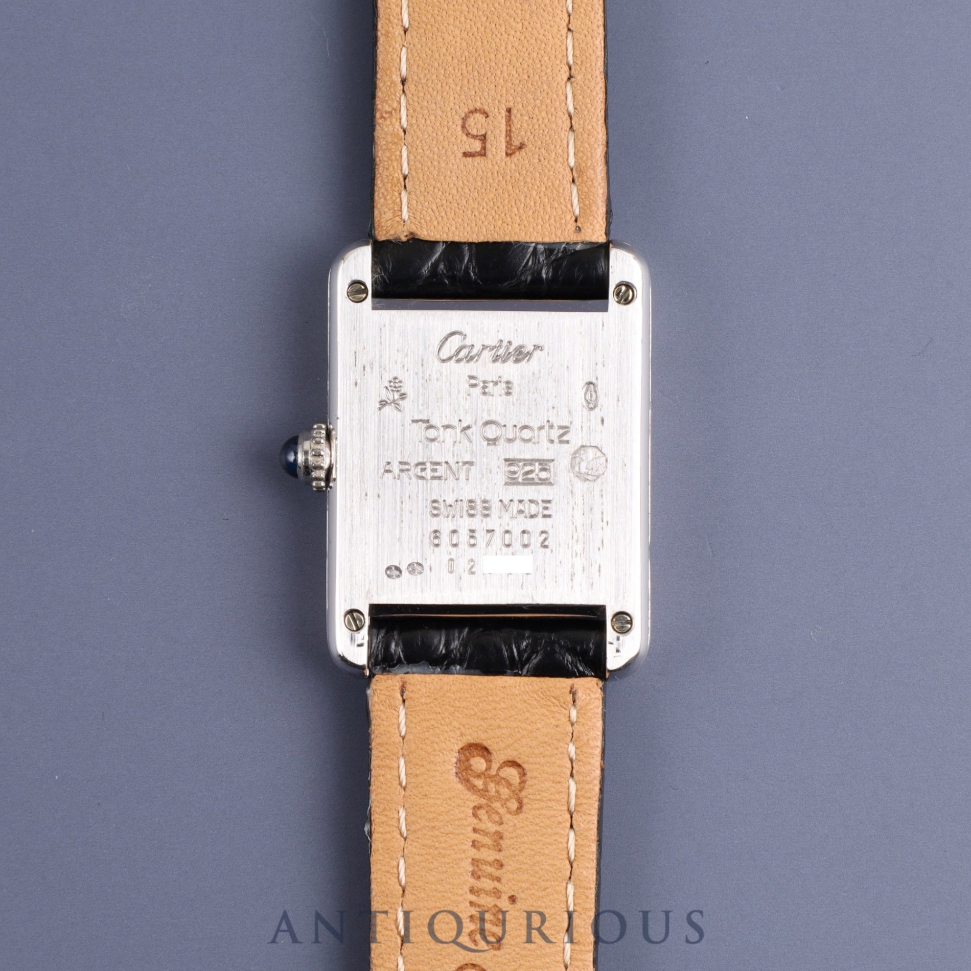 Cartier Must Tank SM 6057002 Quartz Cal.057 SV925 Leather Genuine Buckle (SS) White Roman Dial Overhauled