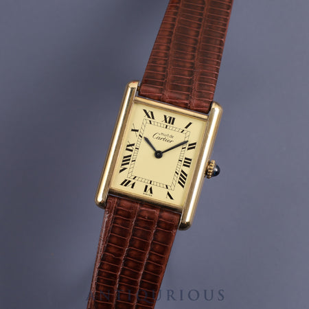 Cartier Must Tank LM Manual winding Cal.78-1 SV925 Leather Genuine buckle (GP) Ivory dial Overhauled