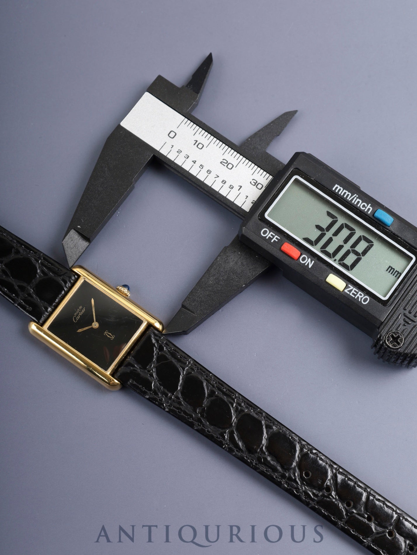 カルティエ マストタンク LM 6 手巻き Cal.78-1 SV925 革 純正ピンバックル（GP）オニキス文字盤（SWISS表記）オーバーホール済み 新品仕上げ済み
