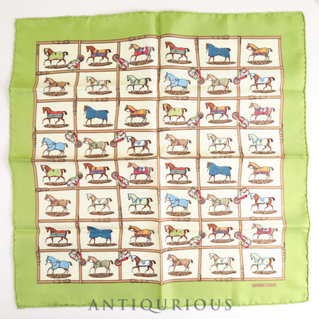 Hermes scarf Carré 45 48 horses in the paddock SILK 100%