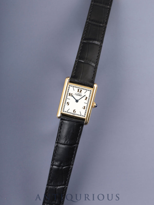カルティエ マストタンク LM 1615 クォーツ Cal.690 SV925 革 純正Dバックル（GP） 飛びアラビアCC文字盤（SWISS表記） オーバーホール済み