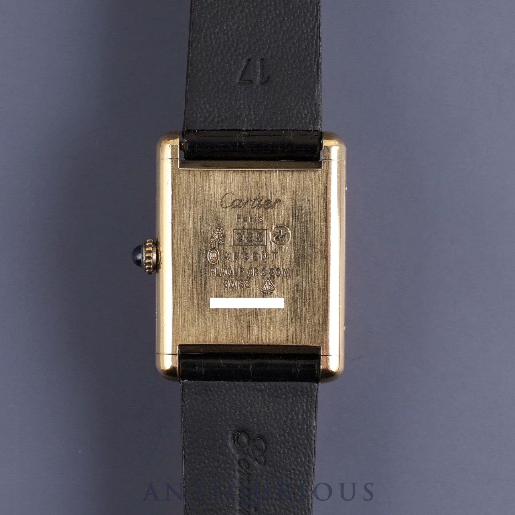 Cartier Must Tank LM Manual Winding Cal.78-1 SV925 Leather Onyx Dial Box Overhauled