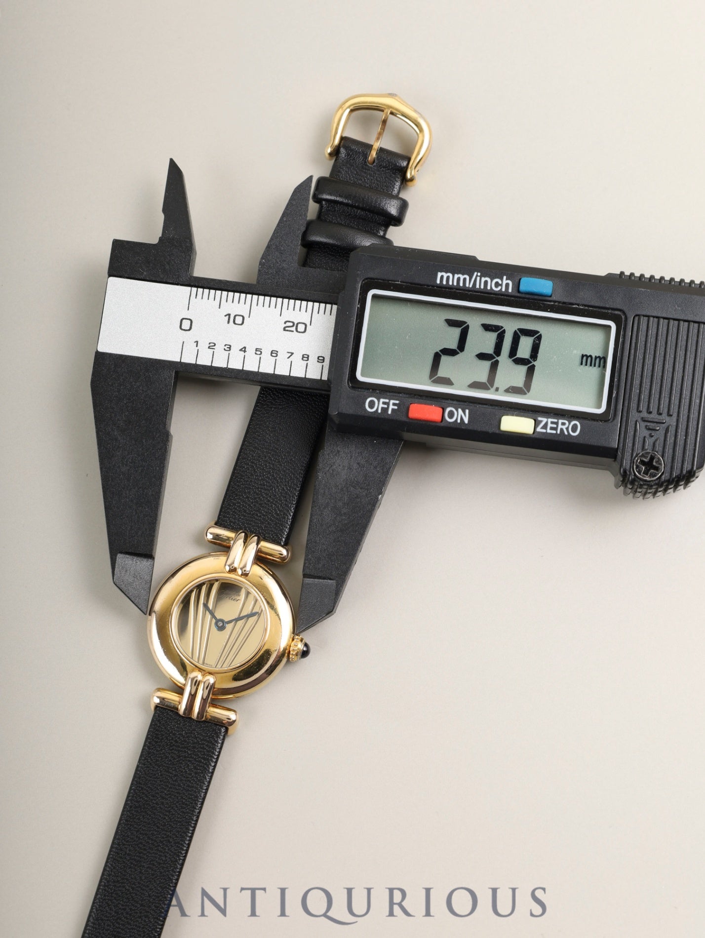 Cartier Must Colisée 590002 Quartz Cal.90 SV925 Leather Original Pin Buckle (GP) Gold Dial (SWISS marking) Overhauled