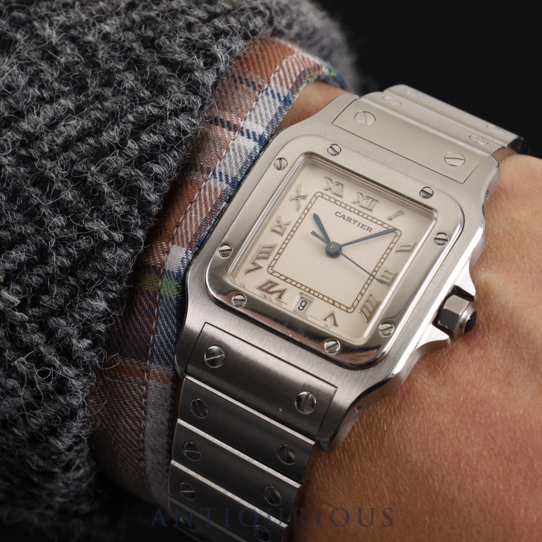 Cartier Santos Galbee LM W20025D6 / 987901 Quartz Cal.687 SS SS Ivory Roman Dial Box Warranty (1993) Overhauled