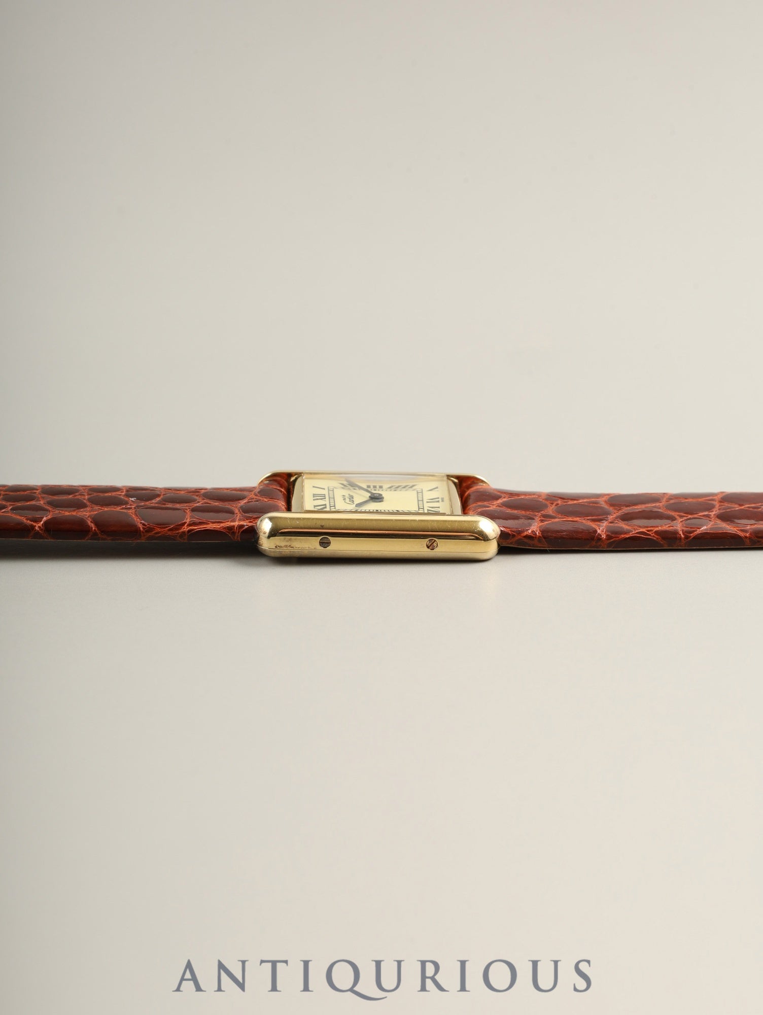 カルティエ マストタンク SM 3 66001 クォーツ SV925 革 純正尾錠（GP） アイボリーローマン文字盤（SWISS表記）1982年頃～1995年頃 カルティエブティックにてコンプリートサービス済み