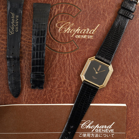 ショパール L.U.C U2130 手巻き Cal.895 AU750 革 社外尾錠（GP） オニキス文字盤 冊子 保証書（1979年）保証登録カード 純正革ベルト オーバーホール済み